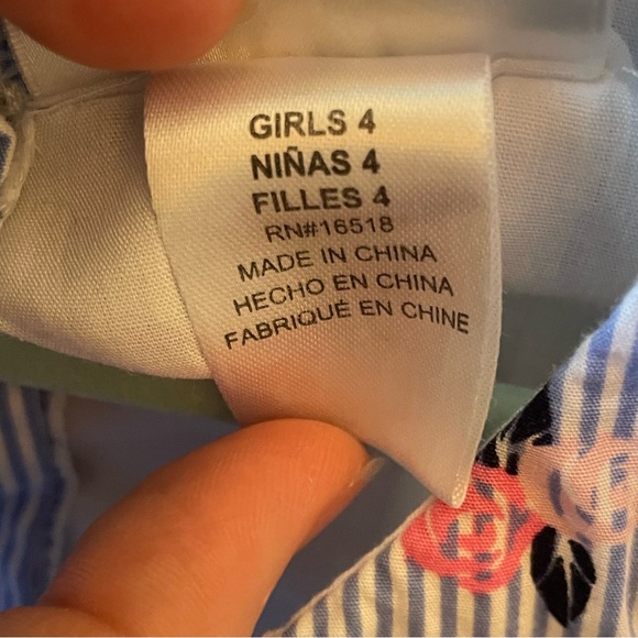 Sweat Heart Rose Girls Dress Blue Striped Floral Bows Size 4 - Picture 6 of 6